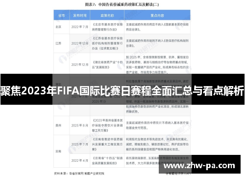 聚焦2023年FIFA国际比赛日赛程全面汇总与看点解析
